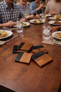 Handmade Wooden <b>Coaster</b> <b>Set</b> <b>with</b> <b>Holder</b> Eco Friendly 8mm Thickness Modern Design Square Shape for Home Party Hotel - Product Image 5