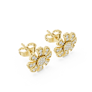 Pendientes de Oro Sólido de 14K/18K con Diamante Cultivado en Laboratorio de Corte Redondo, Diseño Floral de Margarita con Pavé de Diamantes de 0.25CT DEF VVS, Regalo de San Valentín, Venta al Por Mayor - Product Image 4