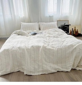 Offre Spéciale Prix Bas Ensemble de Literie en Lin Pur 100% Lavé à la Pierre avec Fermeture à Nouer, Housse de Couette et 2 Taies d'Oreiller - Product Image 6