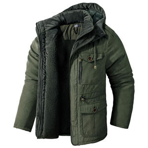Chaqueta de Invierno Cálida con Capucha y Forro Polar para Hombre, Talla Grande, con Múltiples Bolsillos, Chaqueta Informal Cálida y Cómoda - Product Image 5