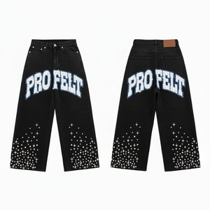 PRO FELT Custom Print Canvas Wide-Leg Jogger Pants 100% Cotton Eco-Friendly Breathable Customized Embroidery Logo Design - Product Image 5
