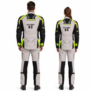 2026 Bikers Gear Australia Adventure Touring Motorcycle Suit Cordura Waterproof Riding <b>Jacket</b> and Pants Grey Neon - Product Image 2