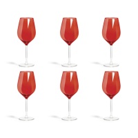Ensemble de 6 verres à vin rouge à longue tige Excelsa, design coloré, résistant aux chocs