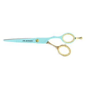 กรรไกรตัดผม Shears Beauty ผลิตจากเหล็กกล้าไร้สนิมญี่ปุ่น ดีไซน์ Aqua Gold Chrome สำหรับช่างทำผมมืออาชีพ ขนาด 5.75 นิ้ว - Product Image 1