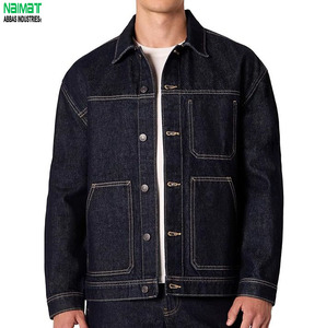 Jean en coton bleu foncé uni, coupe classique, coupe décontractée, vêtement pour homme, inspiré du style workwear, jean épais - Product Image 6