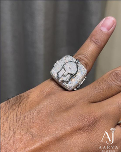Anillo de Plata de Ley 925 con Moissanita, Banda de Piedras Preciosas con Halo Cuadrado, Joyería Personalizada con Nombre para Boda o Compromiso - Product Image 6