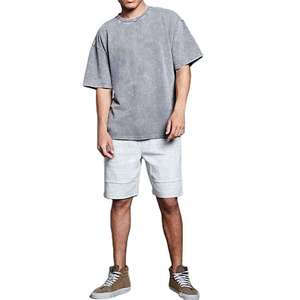 เสื้อยืดผู้ชายไซส์ใหญ่ สีเทาฟอก ผ้าฝ้าย แขนสั้น คอกลม สไตล์ลำลอง ระบายอากาศได้ดี โลโก้ด้านหน้า สีพื้น ย้อมสีทั้งตัว ทรงปกติ - Product Image 3