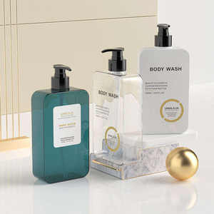 Custom Cosmetic Packaging 500ml 16.9oz Flat PETG Plastic <b>Bottle</b>-Lotion <b>Pump</b> Sprayer for <b>Shampoo</b> & Conditioner Unalilia GZSF-17 - Product Image 1