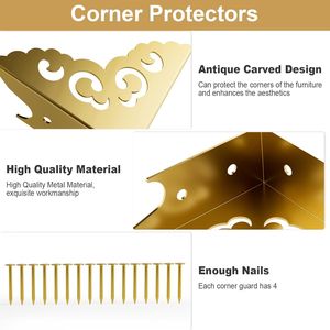 4 Pezzi Protezioni Angolari per Mobili in Stile Retrò, Paracolpi per Armadietti e Scatole di Gioielli e Regali in Legno - Product Image 4