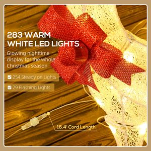Juego de 3 Renos Navideños Iluminados con LED de 4.5 Pies, 3 Modos, Decoraciones de Renos con Estacas en Forma de Z - Product Image 4