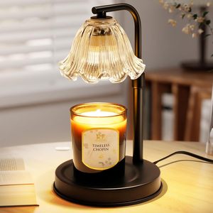 Lámpara Calentadora de Velas Eléctrica de Nuevo Estilo con Pantalla de Cristal con Diseño Floral para Aromaterapia, Decoración del Hogar, Uso en Mesa - Product Image 2