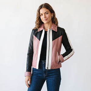 Chaqueta de cuero genuino para mujer, estilo motociclista, con cremallera, cuello vuelto, manga larga, corte ajustado, prenda exterior de moda. - Product Image 6