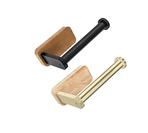 Portarrollos de Papel Higiénico de Metal y Madera, Soporte de Pared con Forma de Manija de Puerta, Artesanía de la Mejor Calidad - Product Image 1