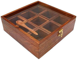 Boîte à épices en bois, organisateur de rangement pour épices, boîte à épices en bois avec 12 compartiments, boîte à épices en bois - Product Image 4