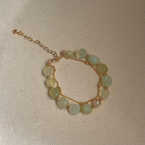 Pulsera de Cuentas de Cristal Verde Natural y Diamantes de Imitación, Joyería Elegante y Romántica con Piedras Preciosas - Product Image 3