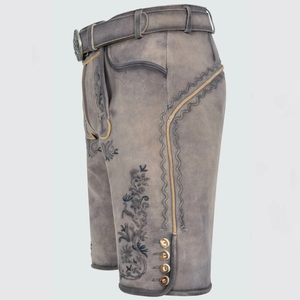 Bavarian Lederhosen Eco-Friendly German <b>Shorts</b> with Embroidered Vintage Pattern Customizable Solid Classic Design - Product Image 2