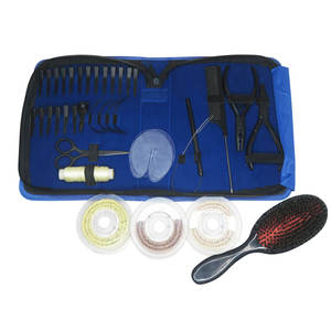 Hair Extension Tools Kit Plastic Set for Installation and Removal Blue <b>Case</b> with Clips Scissors Comb and <b>Needles</b> High Quality - Product Image 4