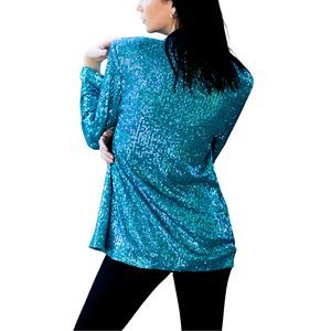 Veste Blazer à Paillettes à Simple Boutonnage pour Femme, Style Court, pour Automne, Printemps, Hiver, Couleur Unie, Polyester/Coton - Product Image 6