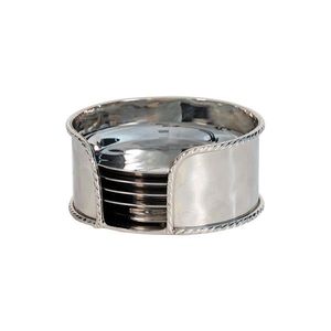 Elegant Round Metal Drink <b>Coasters</b> for Glasses Cups Mugs with Non Slip Base Luxury Table Protection Set - Product Image 3