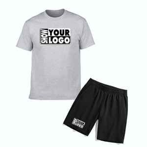 ชุดเซ็ตเสื้อยืดและกางเกงขาสั้นลำลองสำหรับผู้ชาย พร้อมโลโก้แบบกำหนดเอง - Product Image 2