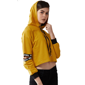 Sweat-shirt à capuche court pour femme, coupe oversize, avec logo personnalisé, vêtements de sport, fabricant de vêtements à marque privée - Product Image 6