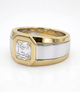 Bague de fiançailles classique pour homme LILABA ENTERPRISE en or jaune 18 carats avec diamants de laboratoire taille Asscher certifiés IGI, 7g - Product Image 2