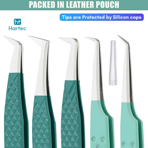 Textured Non-Slip Finish High-Precision Premium Quality Durable Stainless Steel Pointed Eyelash Extension and Volume Tweezers - Product Image 5