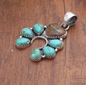 Pendentif Naja en turquoise naturelle et argent sterling 925, fait main, turquoise boulder, fer à cheval, bijoux vintage bohèmes pour femmes, vente en gros - Product Image 2
