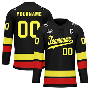Maillot de hockey sur glace personnalisé en gros, fournisseur OEM USA, uniforme d'équipe personnalisé, chemise de hockey, sublimation, broderie, en vrac, 100% personnalisable - Product Image 1