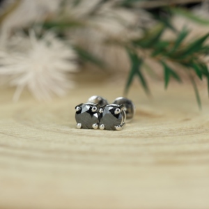 Hot Selling Gold Plated <b>Silver</b> 925 Sterling Women's Stud <b>Earrings</b> with Natural Black Spinel for Wedding and Engagement - Product Image 4
