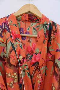 Bata Kimono de Algodón Suave y Transpirable con Estampado de Dibujos Animados para Mujer, Camisón de Verano Hecho a Mano ODM con Cuello en V, Cintura Elástica y Largo hasta la Rodilla - Product Image 3