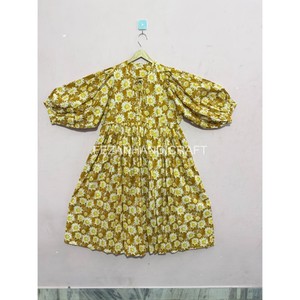 Wholesale Eco-Friendly Natural Waist Sweet Lace Cotton Golden Yellow Stripe Maxi Boho Hippie Party Dress Gown Women's Summer - Product Image 2