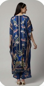 Robe longue kaftan pour femme en soie synthétique à plumes, coupe ample, élégante et discrète, idéale pour l'été, l'hiver, le printemps et l'automne - Product Image 3