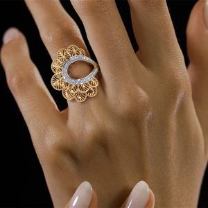 Luxury Women's 18K <b>Gold</b> Filled Flower <b>Cocktail</b> <b>Ring</b> With Crystal Rhinestone Party Jewelry - Product Image 1