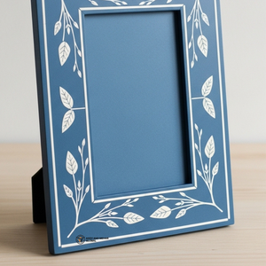 Cadre photo bleu fait main, incrustation d'os artisanale, décoration intérieure - Product Image 4