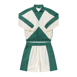 ชุดวอร์มกันลมแบบมีซิปสำหรับผู้ชาย พิมพ์โลโก้ได้ตามต้องการ  ชุดกีฬาสองชิ้น แจ็คเก็ตและกางเกงขาสั้น ทำจากไนลอน - Product Image 1