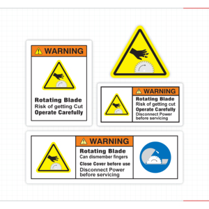 Avertissement : Risque de coupure avec lame rotative – Étiquette de sécurité pour machines de découpe industrielles – Panneau de sécurité pour usage en usine de fabrication - Product Image 4
