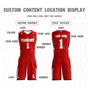 Conjunto de Uniforme de Baloncesto Reversible Personalizado, Rojo y Blanco, Ropa Deportiva Transpirable, Jersey de Equipo Personalizado - Product Image 2