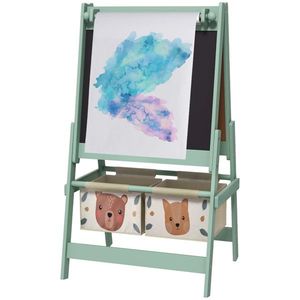 Green Art Easel with Paper Roll Blackboard and Whiteboard Storage - Product Image 1