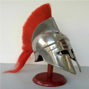 Casco de Armadura Corintia Griega Medieval con Pluma Roja, Máscara Facial Completa de Caballero Espartano para Cosplay, Exhibición, a Precio Económico al por Mayor - Product Image 1