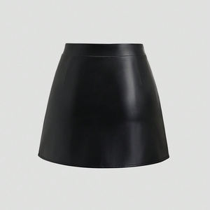 Jupes courtes vintage 100 % polyester à boutons pour femmes, mini, coupe trapèze, ajustées, avec fente latérale, vente en gros - Product Image 3