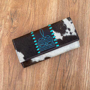 Nueva Cartera de piel de vaca para mujer, Cartera de mano de piel de vaca auténtica, muchos compartimentos, cartera larga con muchas ranuras para tarjetas - Product Image 2