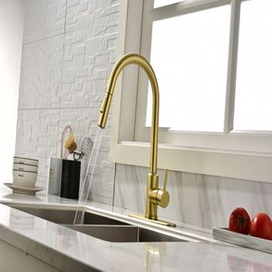 Brushed Gold Pull Down Sprayer Kitchen Faucet with Touch Technology - Product Image 2