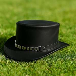 Sombreros de Cuero Genuino Hechos a Mano, Color Negro, Gorras de Primera Calidad, Sombreros de Graduación Modernos para Fiestas de Halloween, Proveedor - Product Image 2