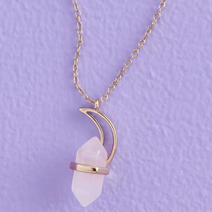 Collier de luxe en forme de croissant de lune, certifié IGI, plaqué rhodium, avec pierre de guérison, chaîne en corde, pendentif, bijoux de mariage, vente en gros - Product Image 1