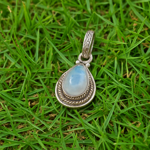 925 Sterling Silver Vintage Pear <b>Rainbow</b> Moonstone Pendant Handmade Artisan Gemstone Charm Women Gift Rose Yellow Gold Plated - Product Image 5
