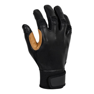 Unique Style Baseball Batting Gloves Black Leather Reinforced Palm Support Breathable <b>Flex</b> Fit Adjustable Wrist OEM Supply - Product Image 4