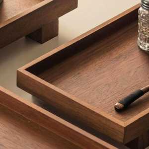 Wooden Tray: <b>Walnut</b> Wood Organizer Tray for Bathroom Kitchen Counter Coffee <b>Table</b> Display Japanese Wabi Sabi Decor - Product Image 3