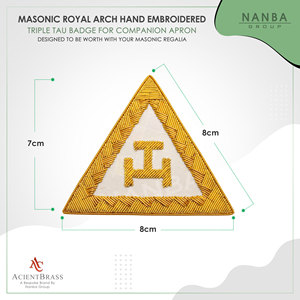 NANBA GROUP Hand-Embroidered Royal Arch Triple Tau Badge Gold Bullion Wire Beads 6.5cm X6.5cm <b>Sew</b>-On Customizable Garment Use - Product Image 4