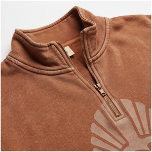 Unisex <b>Brown</b> Tracksuit Set Half-Zip Sweatshirt With Logo Drawstring Pants Casual Loose Fit Autumn Wear - Product Image 4